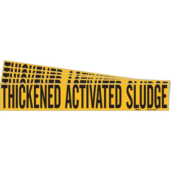 Brady THICKENED ACTIVATED SLUDGE Pipe Marker Black on Yellow 1 per Card, 5 PK - 90276-PK