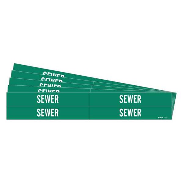 Brady Pipe Marker, Adhesive, White, Sewer, PK5, 7259-4-PK - 7259-4-PK