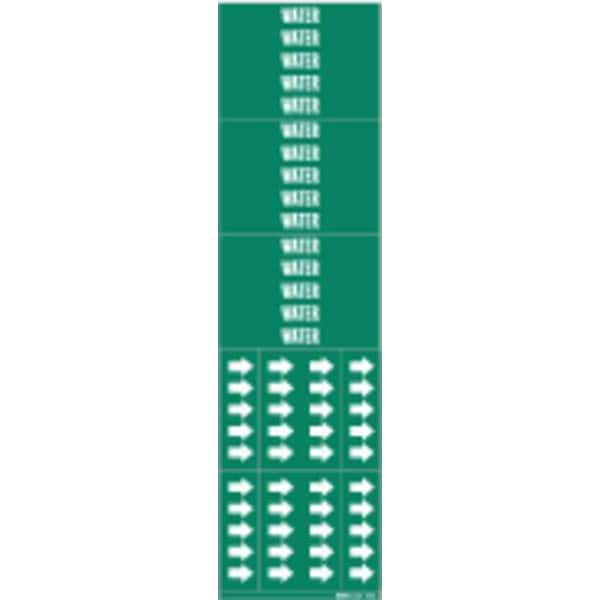 Brady Pipe Marker, Water, Green, 3/4 In or Less - 7304-3C