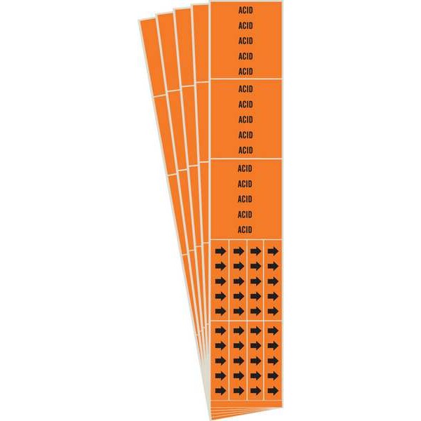 Brady Pipe Marker, Adhesive, Black, Acid, PK5, 7318-3C-PK - 7318-3C-PK