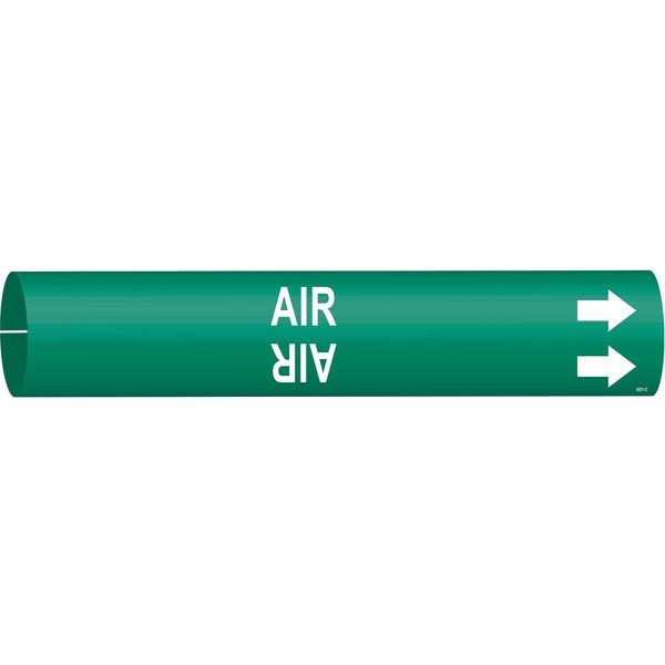 Brady Pipe Marker, Air, Green, 2-1/2 to 3-7/8 In - 4001-C