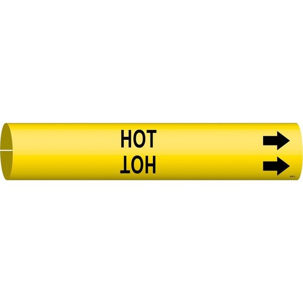 Brady Pipe Marker, Hot, Yellow, 2-1/2 to 3-7/8 In - 4197-C