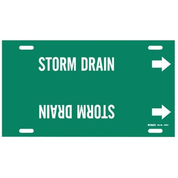Brady Pipe Marker, Storm Drain, Grn, 6 to7-7/8 In - 4132-F