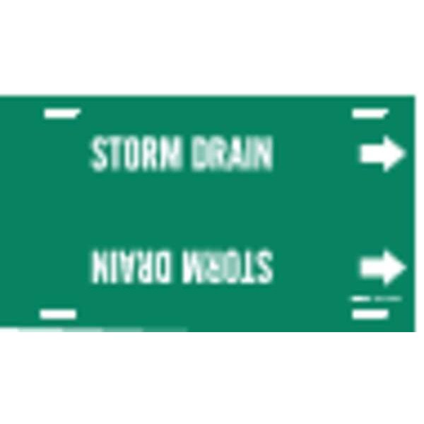 Brady Pipe Marker, Storm Drain, Grn, 6 to7-7/8 In - 4132-F
