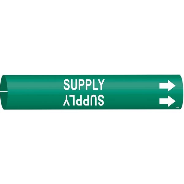 Brady Pipe Marker, Supply, Grn, 1-1/2 to 2-3/8 In - 4139-B