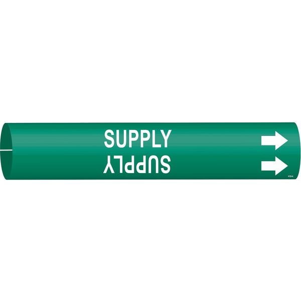 Brady Pipe Marker, Supply, Green, 3/4 to 1-3/8 In - 4139-A