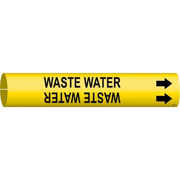 Brady Pipe Marker, Waste Water, Y, 3/4 to1-3/8 In - 4152-A