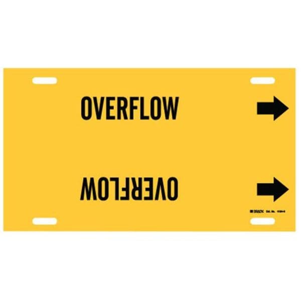 Brady Pipe Marker, Overflow, Yellow, 10 to 15 In - 4104-H