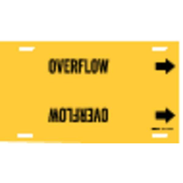 Brady Pipe Marker, Overflow, Yellow, 10 to 15 In - 4104-H