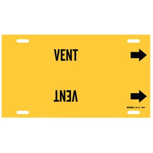 Brady Pipe Marker, Vent, Yellow, 8 to 9-7/8 In - 4148-G