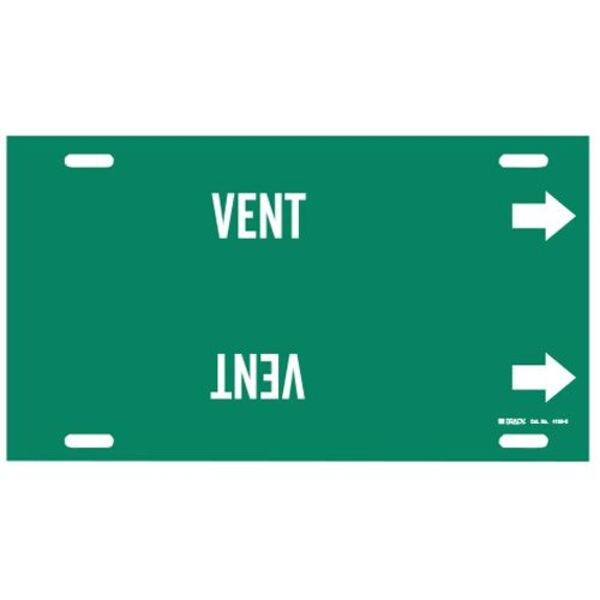 Brady Pipe Marker, Vent, Green, 8 to 9-7/8 In - 4150-G