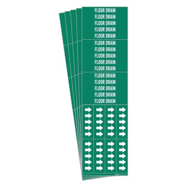 Brady Pipe Marker, White, Floor Drain, PK5, 7111-3C-PK - 7111-3C-PK