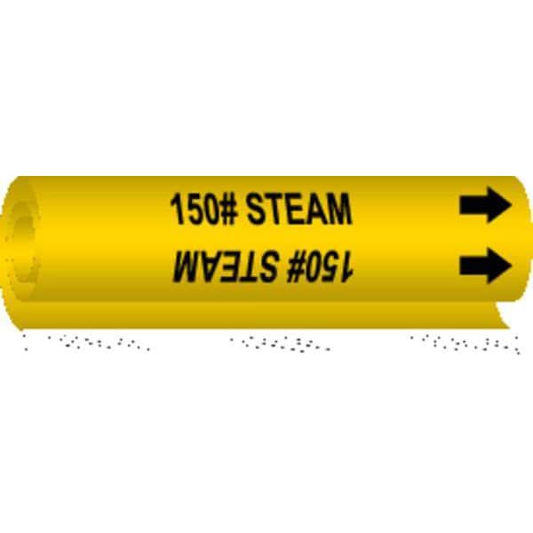 Brady Pipe Marker, 150# Steam, Y, 1/2 to1-3/8 In - 5614-O