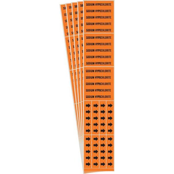 Brady Pipe Marker, Sodium Hypochlorite, PK5, 7408-3C-PK - 7408-3C-PK