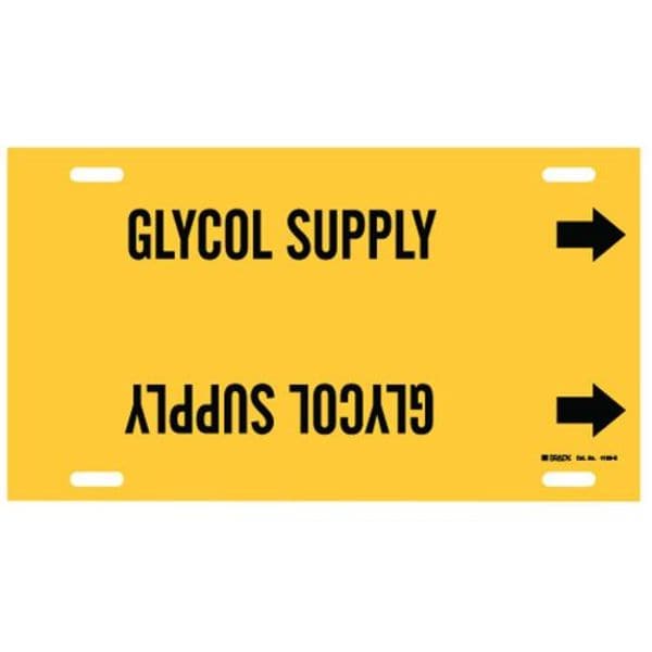 Brady Pipe Marker, Glycol Supply, Y, 8 to9-7/8 In - 4190-G