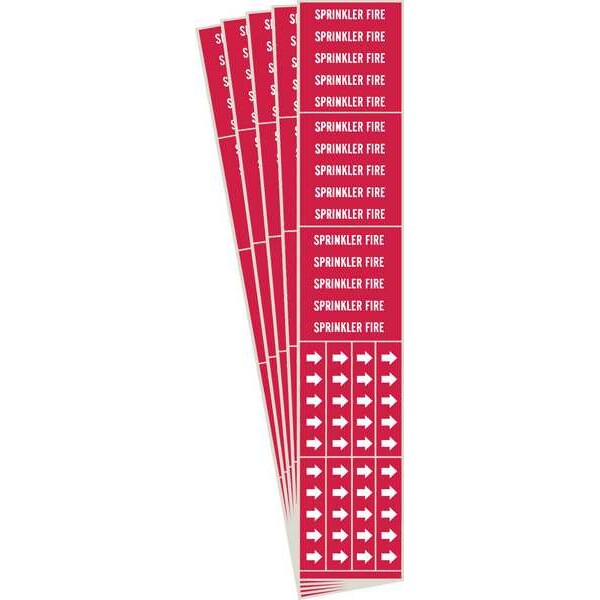 Brady Pipe Marker, White, Sprinkler Fire, PK5, 7268-3C-PK - 7268-3C-PK