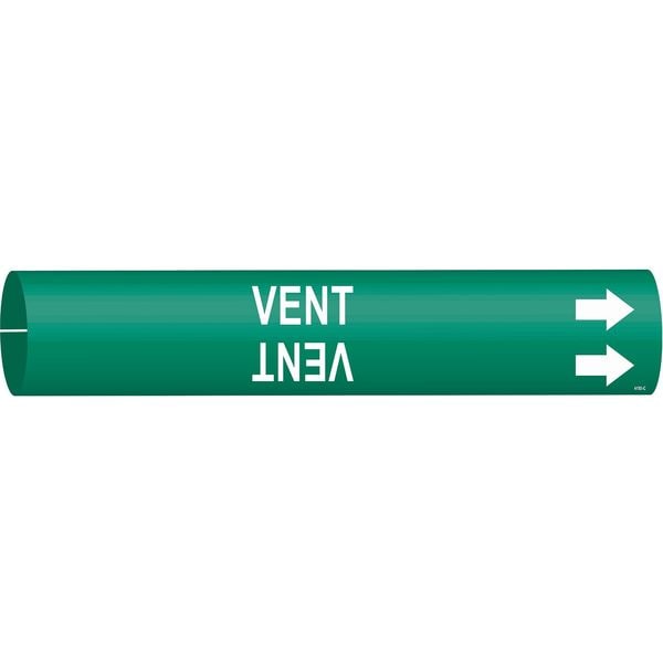 Brady Pipe Marker, Vent, Green, 2-1/2 to 3-7/8 In - 4150-C