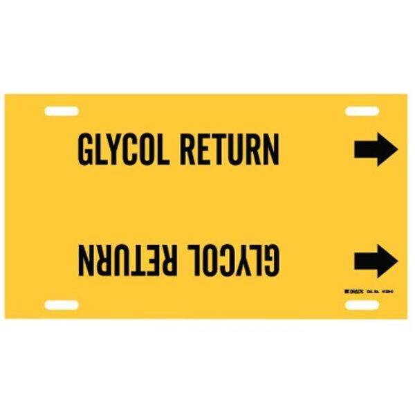 Brady Pipe Marker, Glycol Return, Yel, 10 to15 In - 4189-H