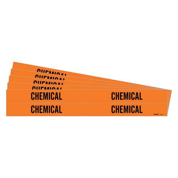 Brady Pipe Marker, Adhesive, Black, Chemical, PK5, 7341-4-PK - 7341-4-PK