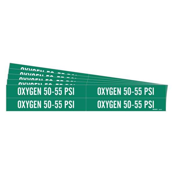 Brady Pipe Marker, White, Oxygen 50-55 PSI, PK5, 86329-PK - 86329-PK