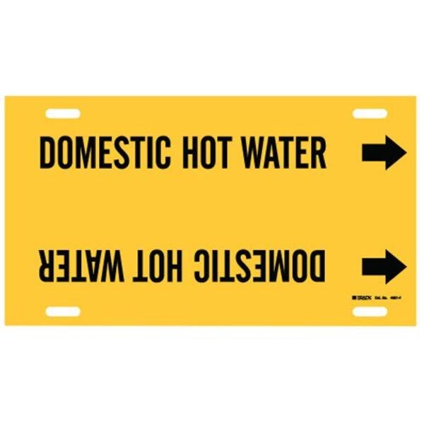 Brady Pipe Mrkr, Domestic Hot Water, 6to7-7/8 In, 4051-F - 4051-F