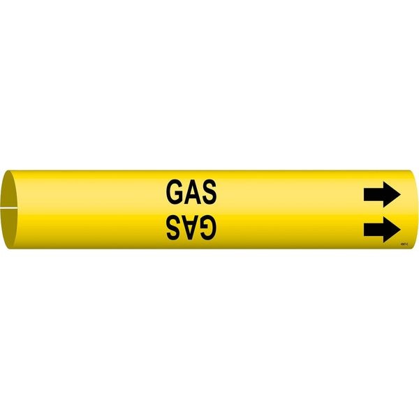 Brady Pipe Marker, Gas, Yellow, 2-1/2 to 3-7/8 In - 4067-C