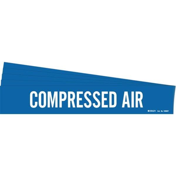 Brady COMPRESSED AIR Pipe Marker Style 1HV Polyester White on Blue 1 per Card, 5 PK - 105807-PK