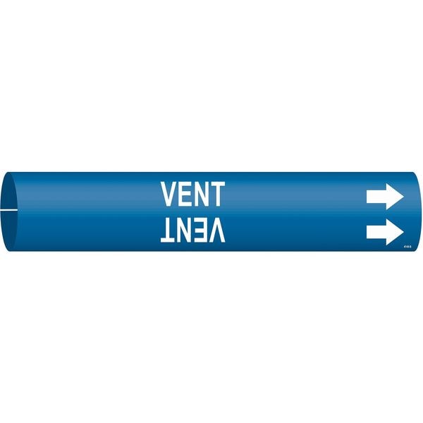 Brady Pipe Marker, Vent, Blue, 1-1/2 to 2-3/8 In - 4149-B