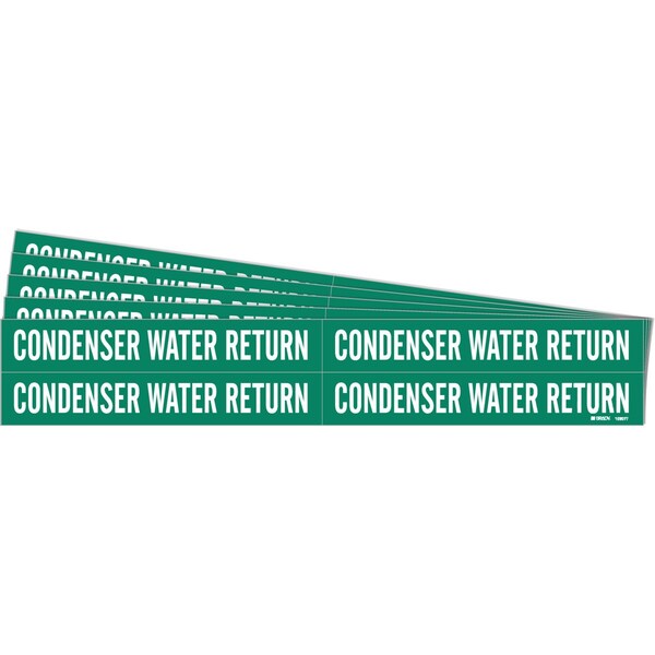 Brady CONDENSER WATER RETURN Pipe Marker Style 4 Polyester WT on GN 4 per Card, 5 PK - 106077-PK