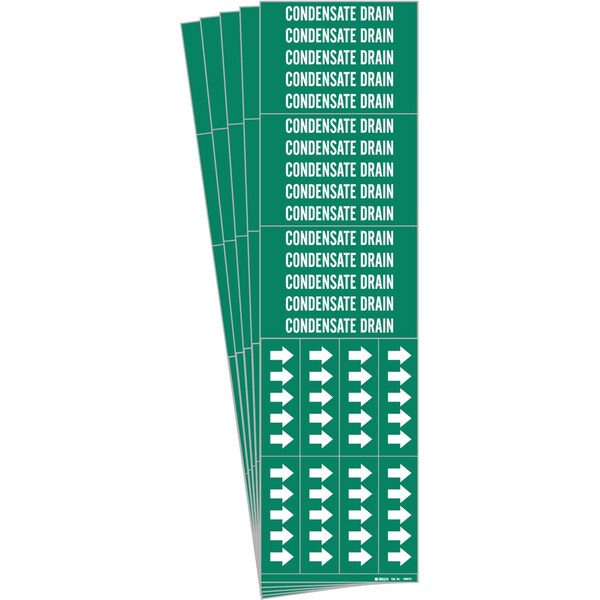 Brady CONDENSATE DRAIN Pipe Marker Style 3C Arrows Polyester WT on GN 3 per Card, 5 PK - 106074-PK