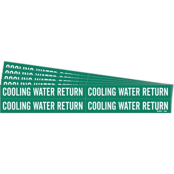 Brady COOLING WATER RETURN Pipe Marker Style 4 Polyester WT on GN 4 per Card, 5 PK - 106089-PK