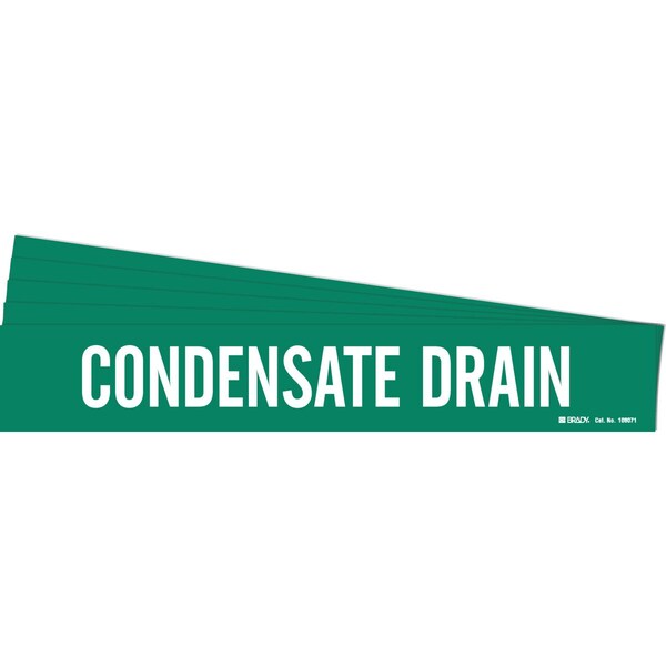 Brady CONDENSATE DRAIN Pipe Marker Style 1HV Polyester White on Green 1 per Card, 5 PK - 106071-PK