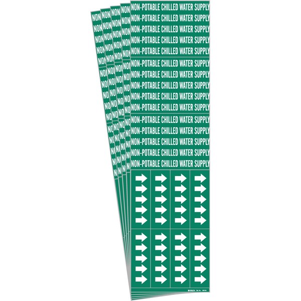 Brady NON-POTABLE CHILLED WATER SUP Pipe Marker Sty 3C Arrows WT on GN 3 per Card 5PK - 106126-PK