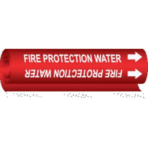 Brady Pipe Marker, Fire Protection Water, Red, 5689-O - 5689-O