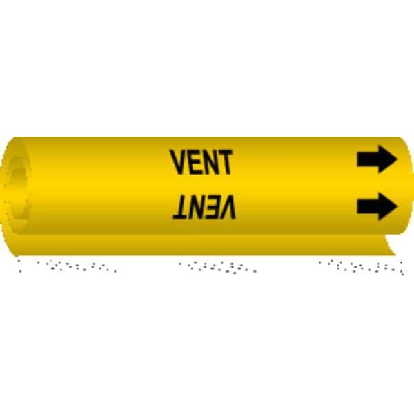 Brady Pipe Marker, Vent, Yel, 1-1/2 to 2-3/8 In, 5781-I - 5781-I