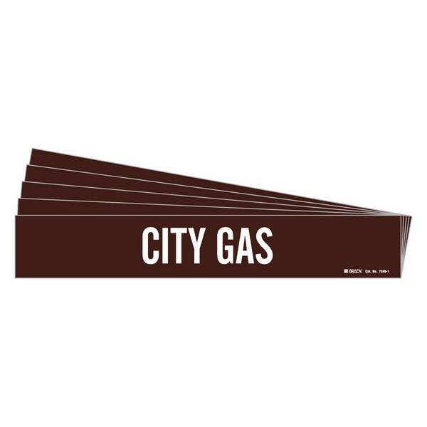 Brady Pipe Marker, Adhesive, White, City Gas, PK5, 7346-1-PK - 7346-1-PK