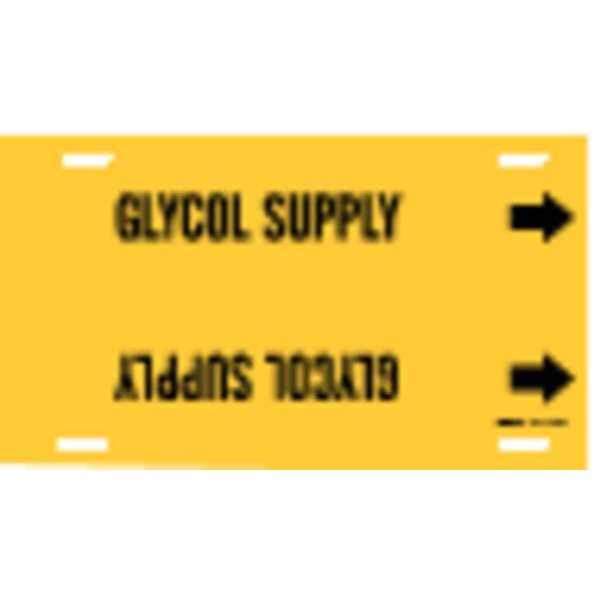 Brady Pipe Marker, Glycol Supply, Y, 6 to7-7/8 In - 4190-F