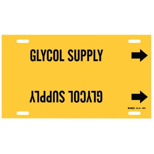 Brady Pipe Marker, Glycol Supply, Y, 6 to7-7/8 In - 4190-F