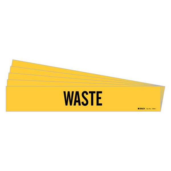 Brady Pipe Marker, Adhesive, Black, Waste, PK5, 7298-1-PK - 7298-1-PK