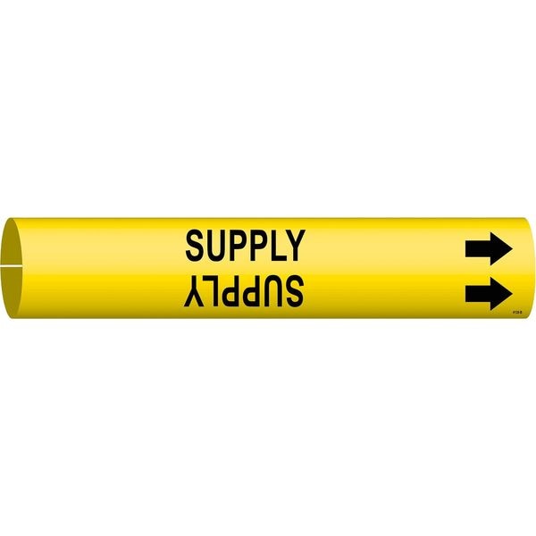 Brady Pipe Marker, Supply, Yel, 1-1/2 to 2-3/8 In - 4138-B