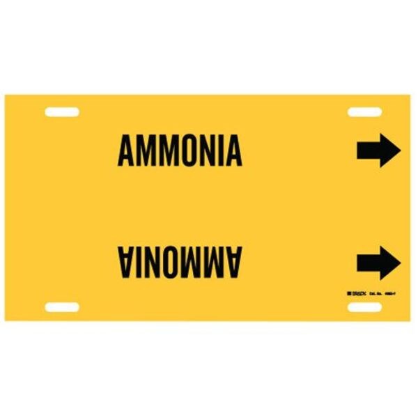 Brady Pipe Marker, Ammonia, Yellow, 6 to 7-7/8 In - 4005-F