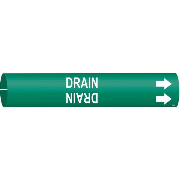 Brady Pipe Marker, Drain, Grn, 1-1/2 to 2-3/8 In, 4055-B - 4055-B