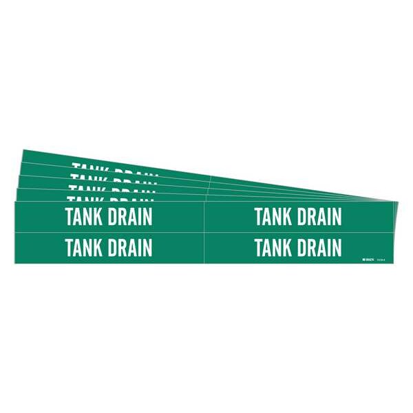 Brady Pipe Marker, White, Tank Drain, PK5, 7419-4-PK - 7419-4-PK