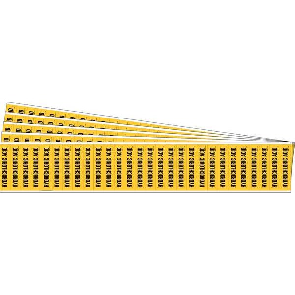 Brady Pipe Marker, Black, Hydrochloric Acid, PK5, 91938-PK - 91938-PK