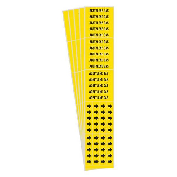Brady Pipe Marker, Black, Acetylene Gas, PK5, 7001-3C-PK - 7001-3C-PK