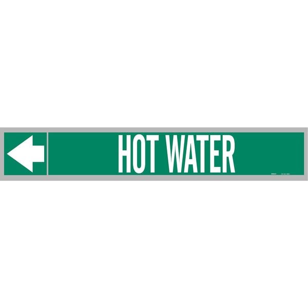 Brady Pipe Marker, Hot Water, Wht Leg., 2in.H - 109222
