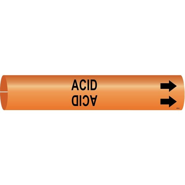 Brady Pipe Marker, Acid, Orange, 1-1/2 to2-3/8 In - 4289-B