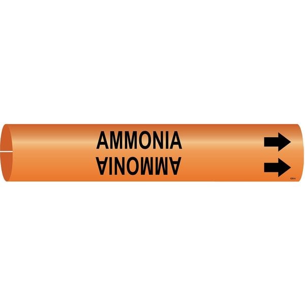 Brady Pipe Marker, Ammonia, Ong, 2-1/2 to3-7/8 In - 4290-C