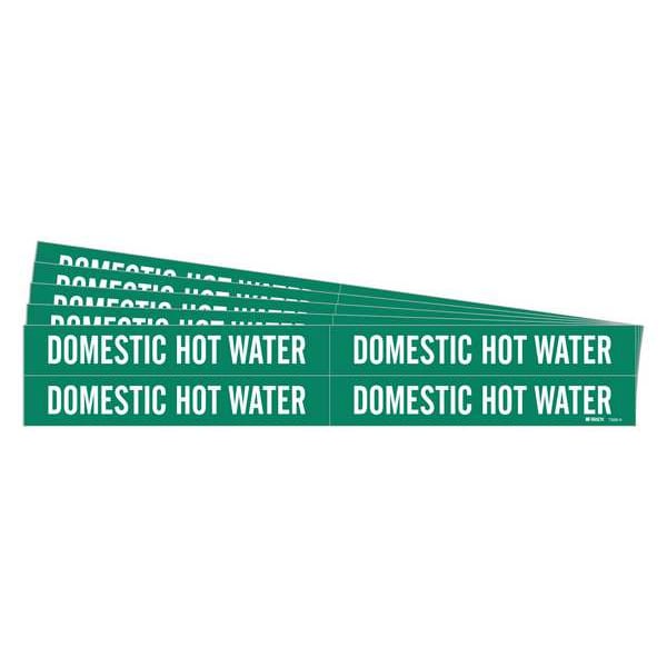 Brady Pipe Marker, Domestic Hot Water, PK5 - 7350-4-PK