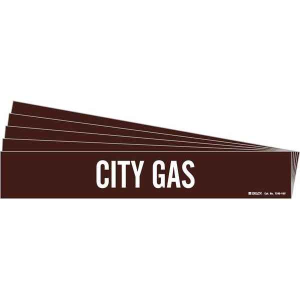 Brady Pipe Marker, Adhesive, White, City Gas, PK5, 7346-1HV-PK - 7346-1HV-PK